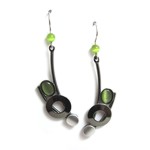 Green Catsite Black Rhodium Dangle Earrings by Christophe Poly
